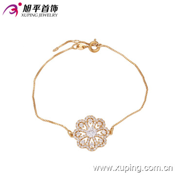 73790 Xuping fashion bracelet gold hand chain fashion design fancy flower shaped jewelry